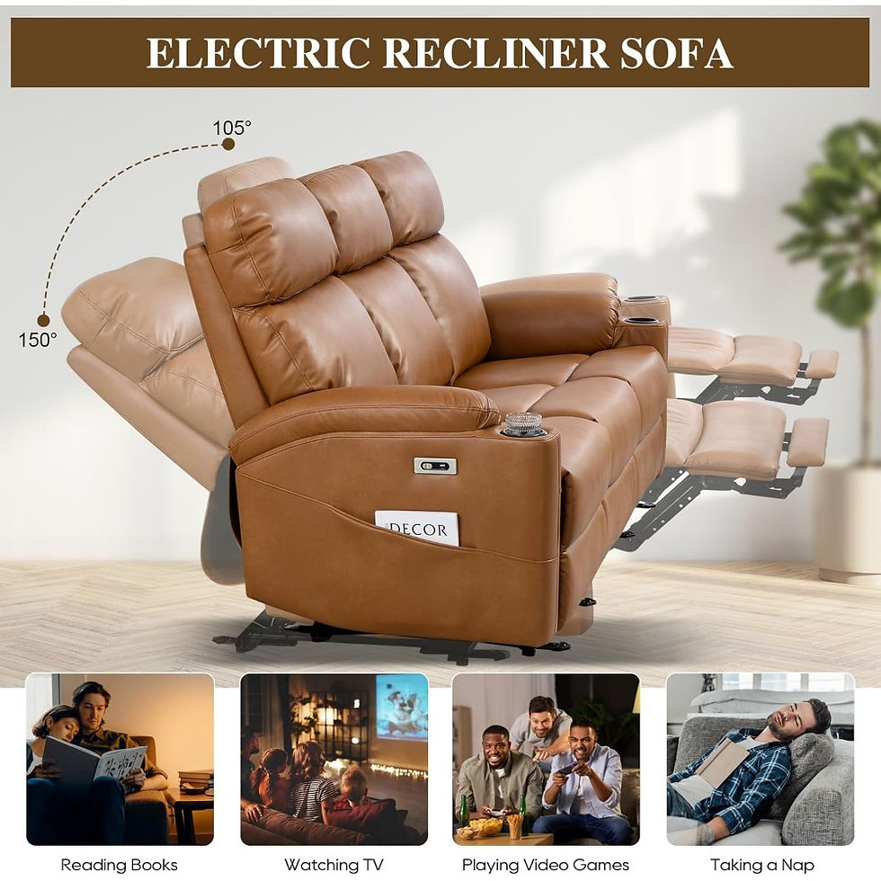 Thumbnail: Power Reclining Sofa with USB Ports and Cup Holders – 3-Seater
