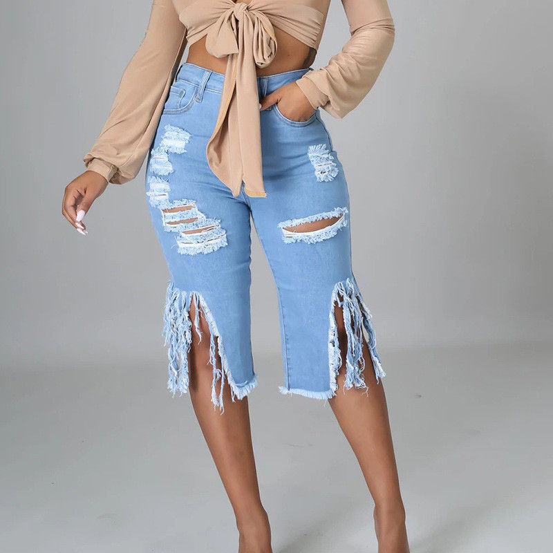 Thumbnail: Casual Camo Print Skinny Jeans for Women with Pockets and Distressed Look