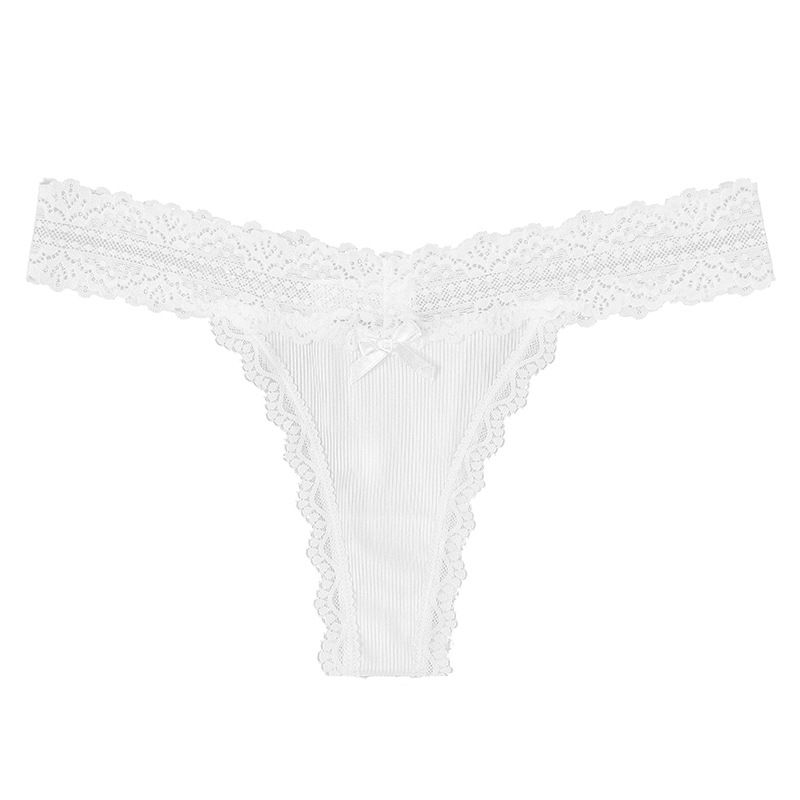 Thumbnail: Lace Floral Women Panties Low Waist Breathable Briefs Female Thong Underwear