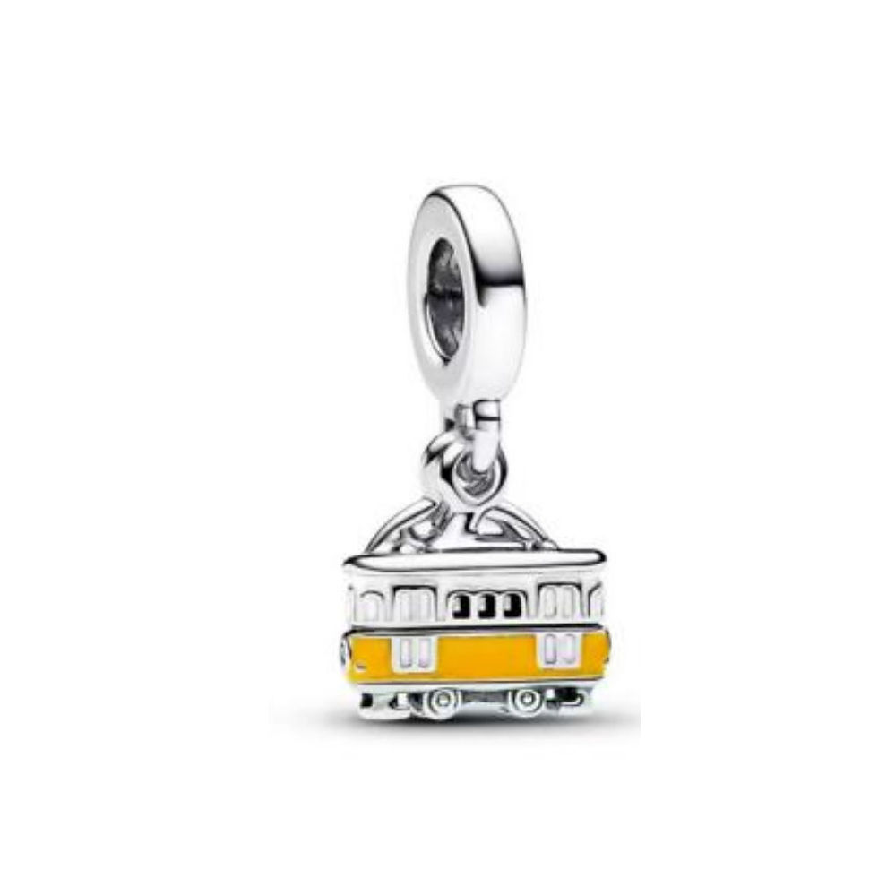 Thumbnail: Silver and Gold Love Heart Charm with Sun Lock and Key Bead Pendant for Bracelet