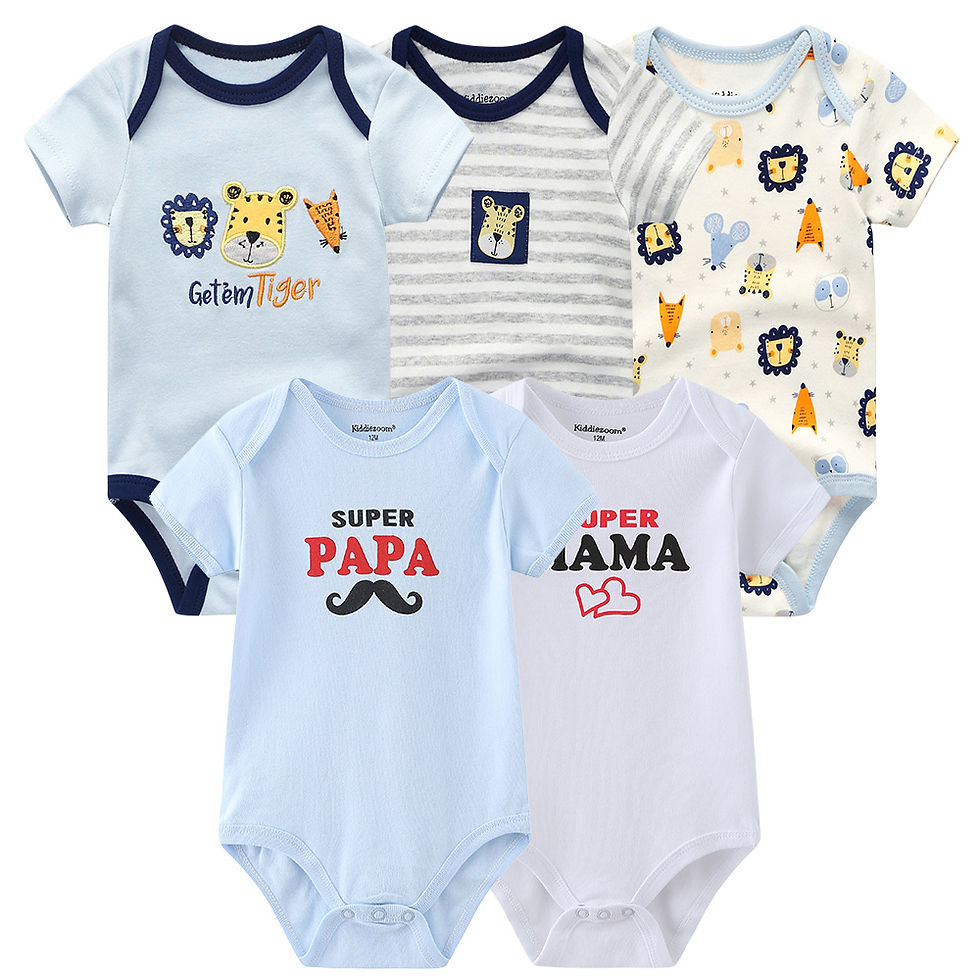 Thumbnail: 5PCS Cotton Newborn Clothes Boy/Girl Jumpsuit – Short Sleeve Baby Bodysuits Set