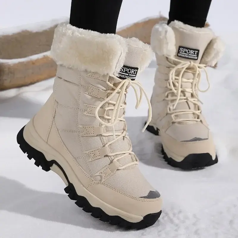 Waterproof Long Winter Boots Warm Cotton Shoes for Women Outdoor Comfort
