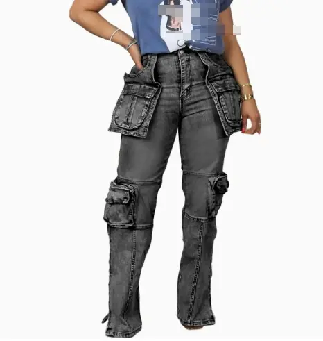 Thumbnail: High‑Waist Straight‑Leg Denim Jeans Women Winter Casual Baggy Pants