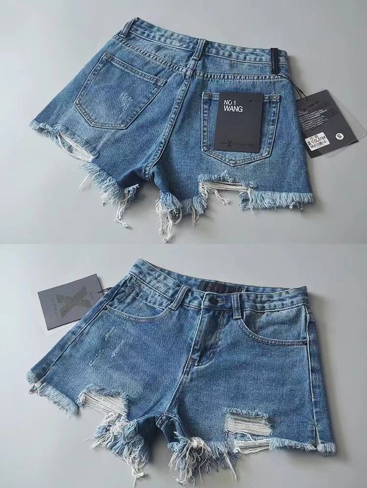 Thumbnail: Womens Y2K Summer High Waisted Ripped Denim Jean Shorts Casual Hot Pants Fit