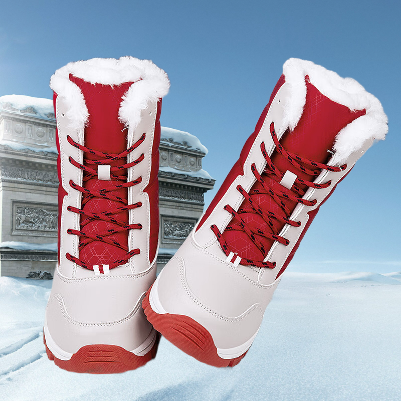 Thumbnail: Womens Waterproof Platform Snow Boots with Fur Lining and Non Slip Wedge Heel