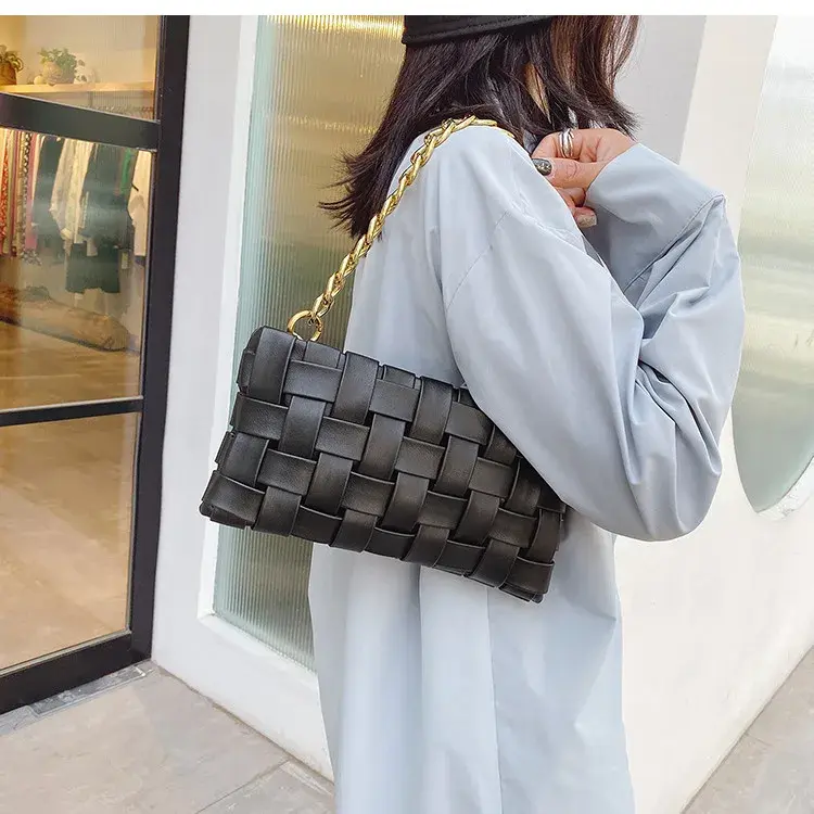 Thumbnail: Small PU Leather Crossbody Clutch for Women with Chain Shoulder Strap