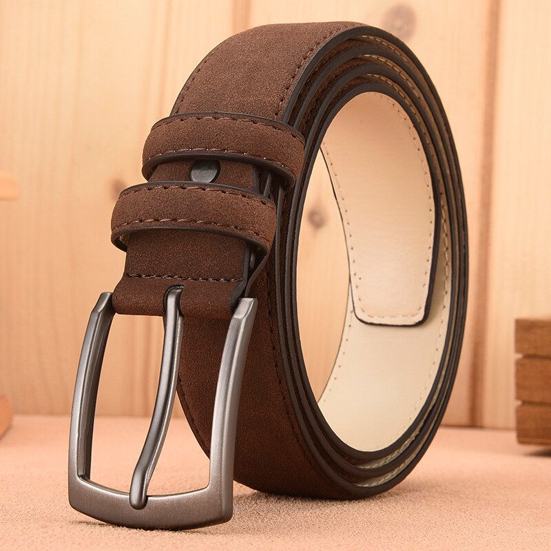 Thumbnail: Retro Suede Men's Belt with Alloy Buckle – Large Size Casual Style
