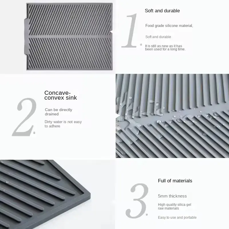Thumbnail: Silicone Drain Pad Drying Mat – Non-Slip Heat-Resistant Kitchen Accessory