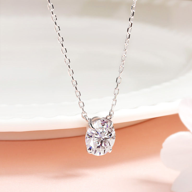 Thumbnail: Smyoue 1CT 2CT 3CT Oval Cut Moissanite Necklaces for Women