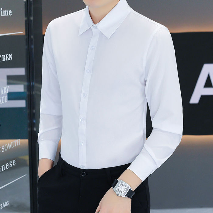 Thumbnail: Men’s Slim Fit Dress Shirt – Anti-Wrinkle, Long Sleeve, Smart Casual