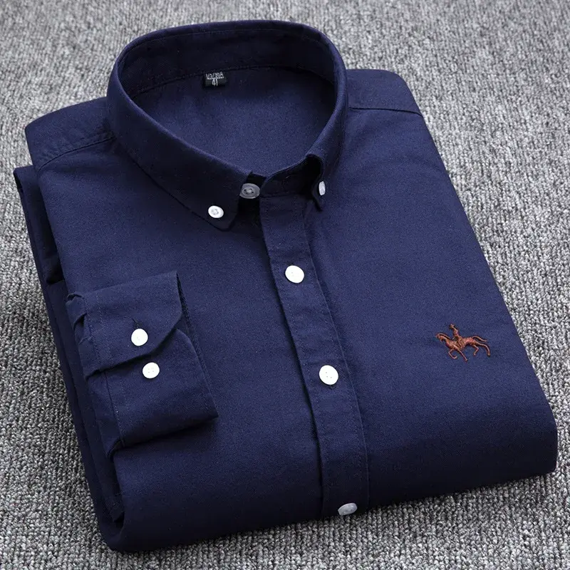 Thumbnail: Men’s Light Blue Oxford Shirt – 100% Cotton, Long Sleeve, Casual Office Wear