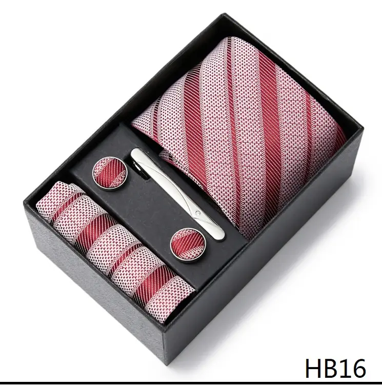 Thumbnail: Men’s 7.5cm Black Tie Set with Hankerchief, Cufflinks & Clip Handmade Necktie