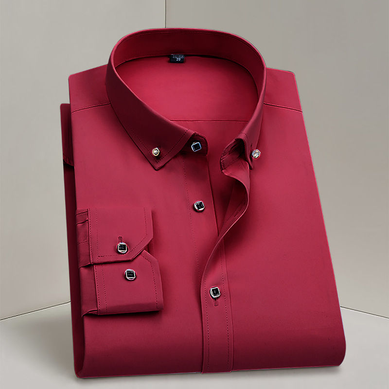 Thumbnail: Men's Formal Business Dress Shirt – Classic Diamond Button Long Sleeve