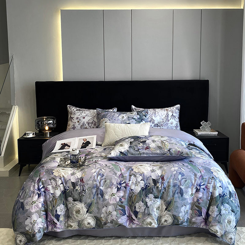 Thumbnail: 4pcs Egyptian Cotton Bedding Set Floral Duvet Cover with Sheets & Pillowcases