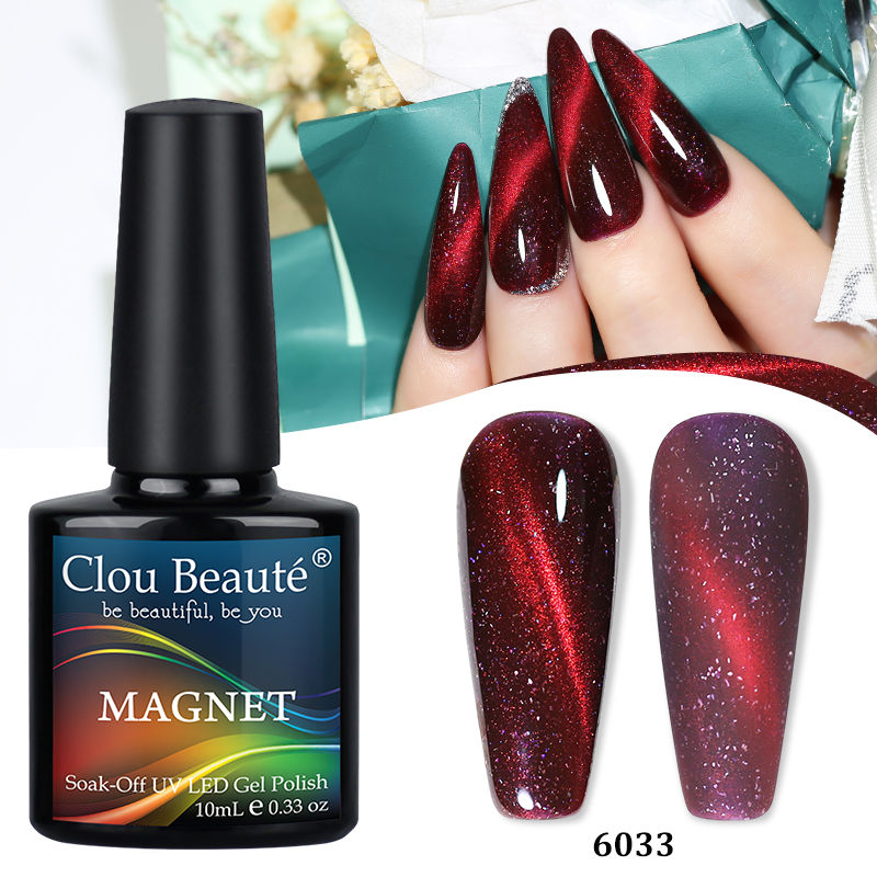 Red Green Crystal Cat Eye Magnetic Gel Nail Polish 9D Galaxy Design