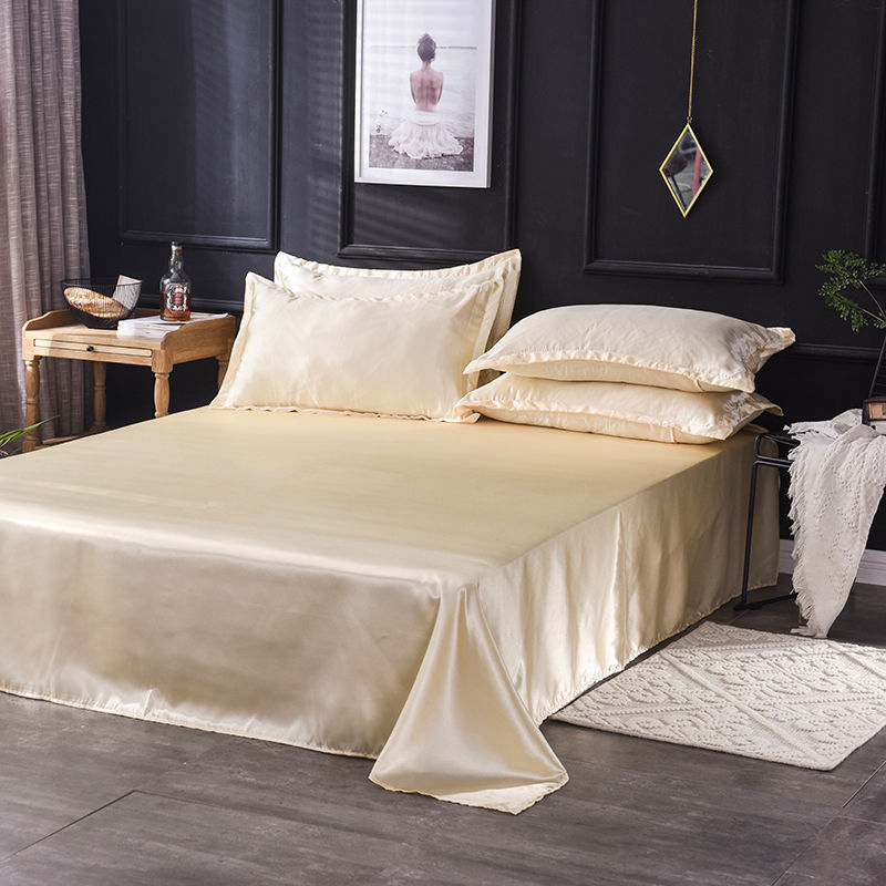 Thumbnail: Satin Faux Silk Bedsheet with Flat Sheet & Pillowcase Set