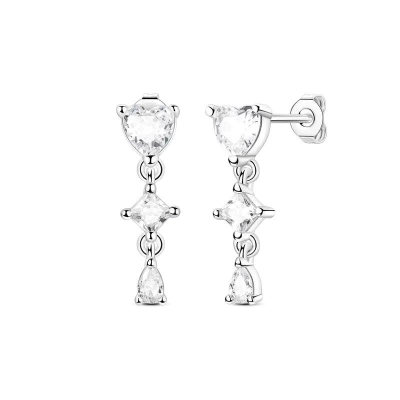 Thumbnail: Sterling Silver Hoop Earrings with Sparkling Zircon – Fine Jewelry for Women