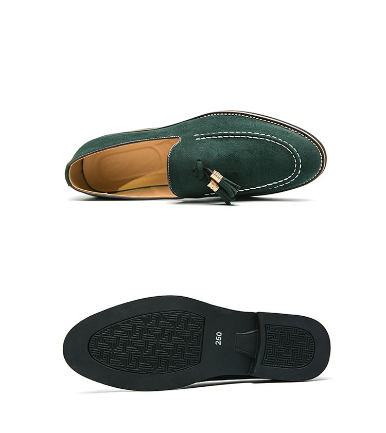 Thumbnail: Men's Suede Leather Tassel Loafers In Large Sizes With Breathable Stylish Design