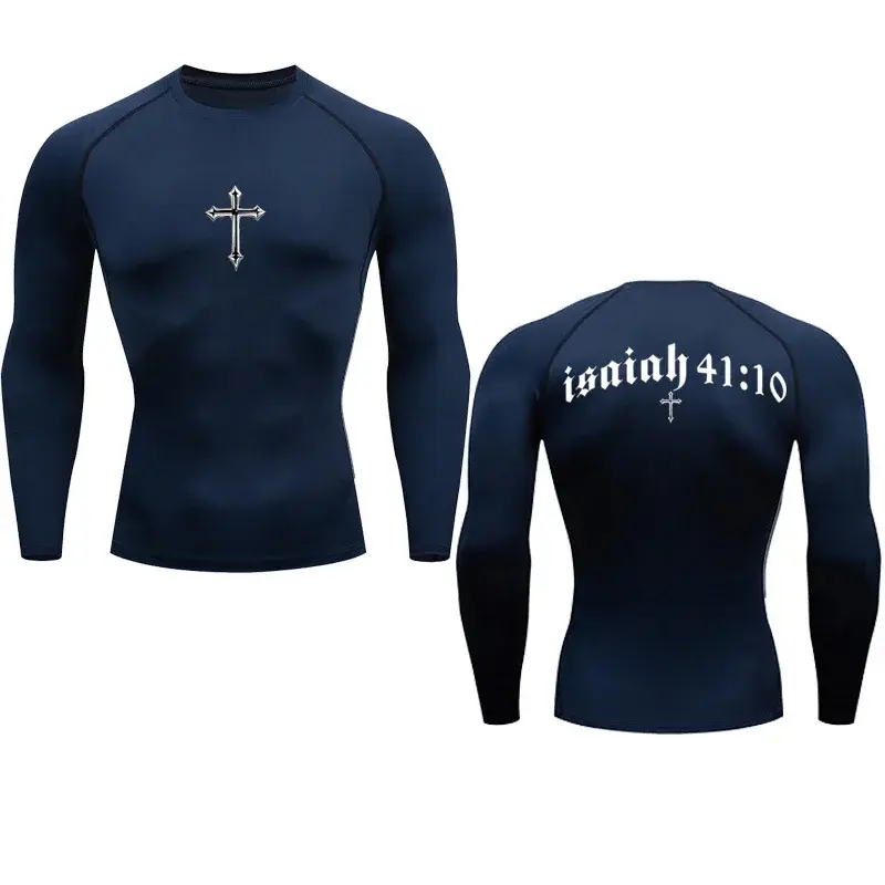 Thumbnail: Men’s Jesus Graphic Compression Tee – Summer Gym Workout Base layer