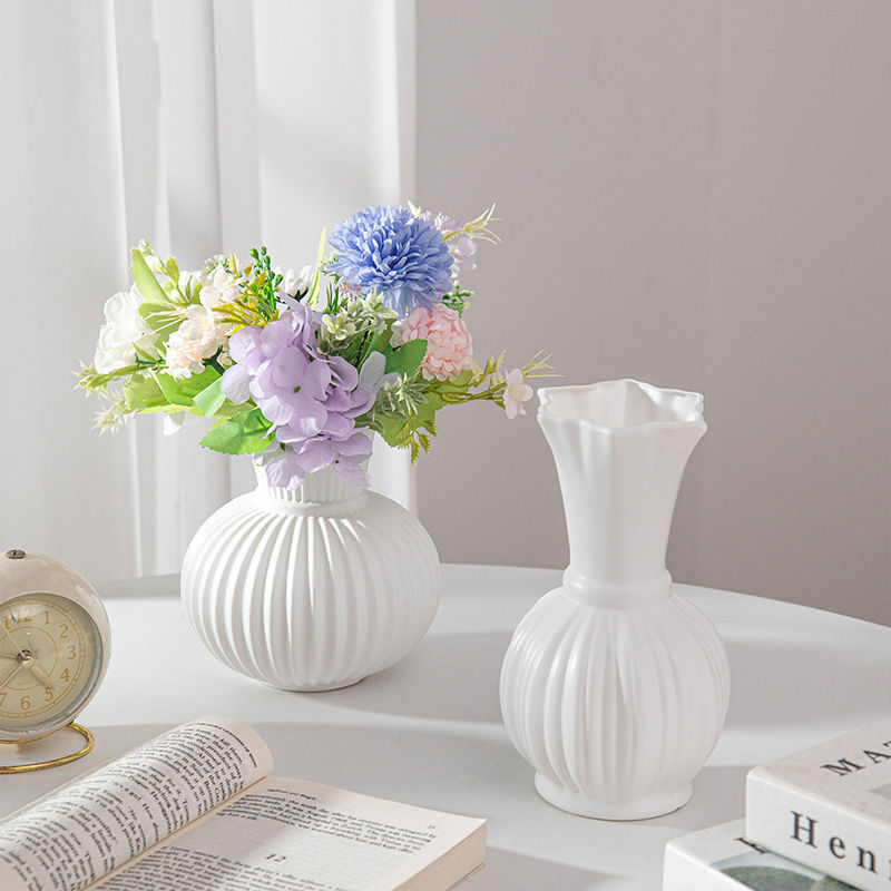 Thumbnail: White Frosted Decorative Vase Flower Pot for Plants & Tabletop Décor