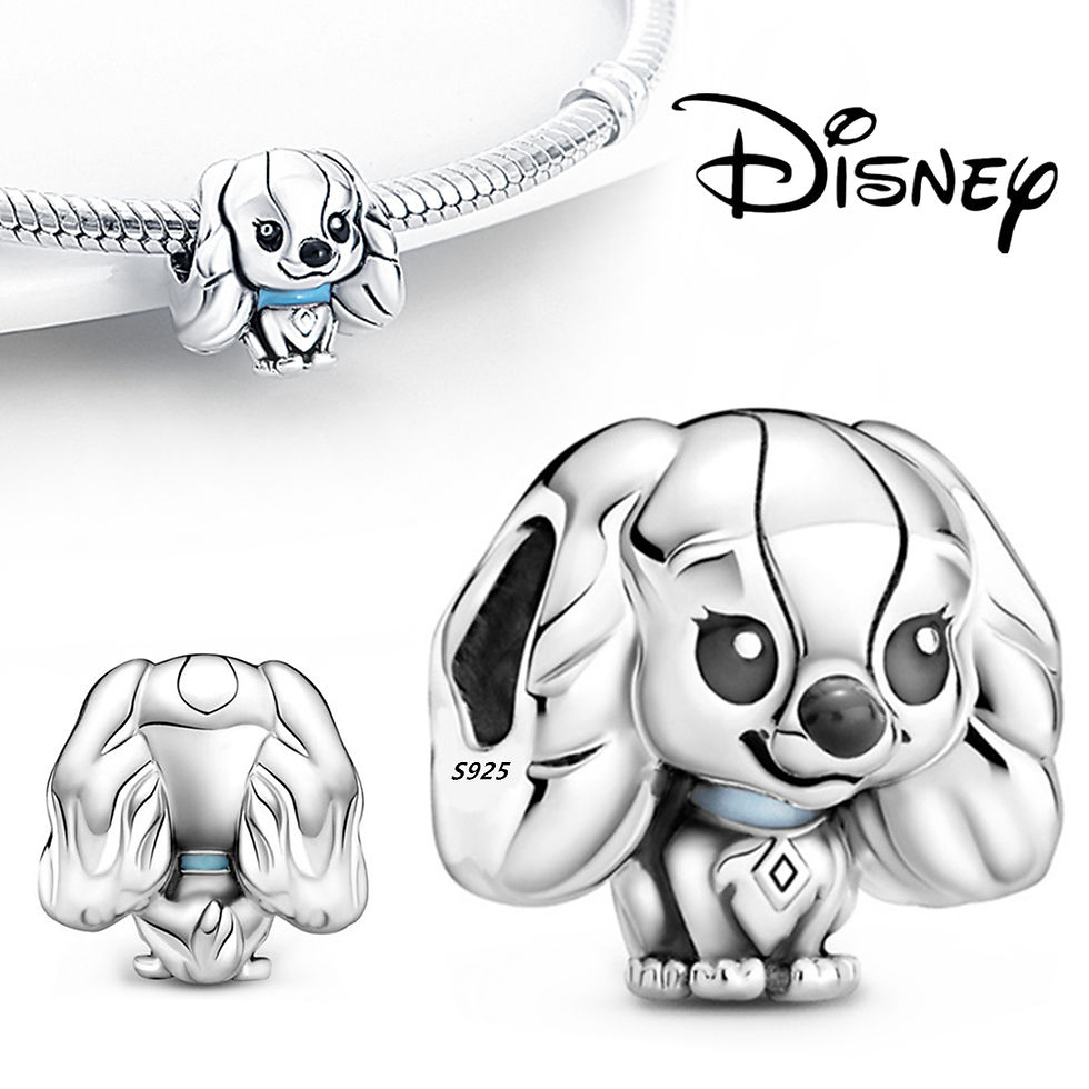 Thumbnail: Elegant Sterling Silver Disney Charm Bracelet with Mickey Mouse Winnie the Pooh