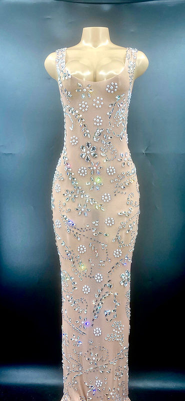 Thumbnail: Summer Plus Size Sparkly Crystal Maxi Evening Party Dress Elegant