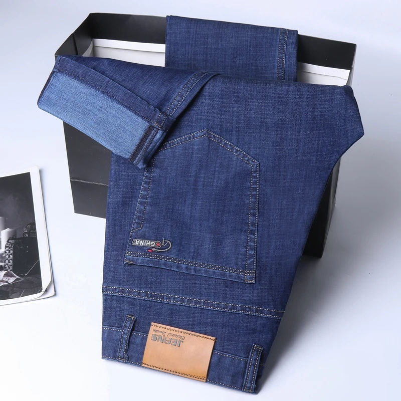 Thumbnail: CHOLYL Thin Straight Jeans – Men's Lightweight Cotton Business Casual Fit