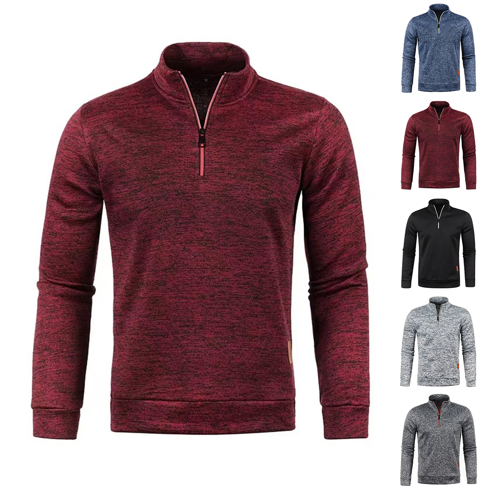 FURCW Men's Zipper Hoodie – Stand Collar, Solid Color, Autumn/Winter Casual Fit