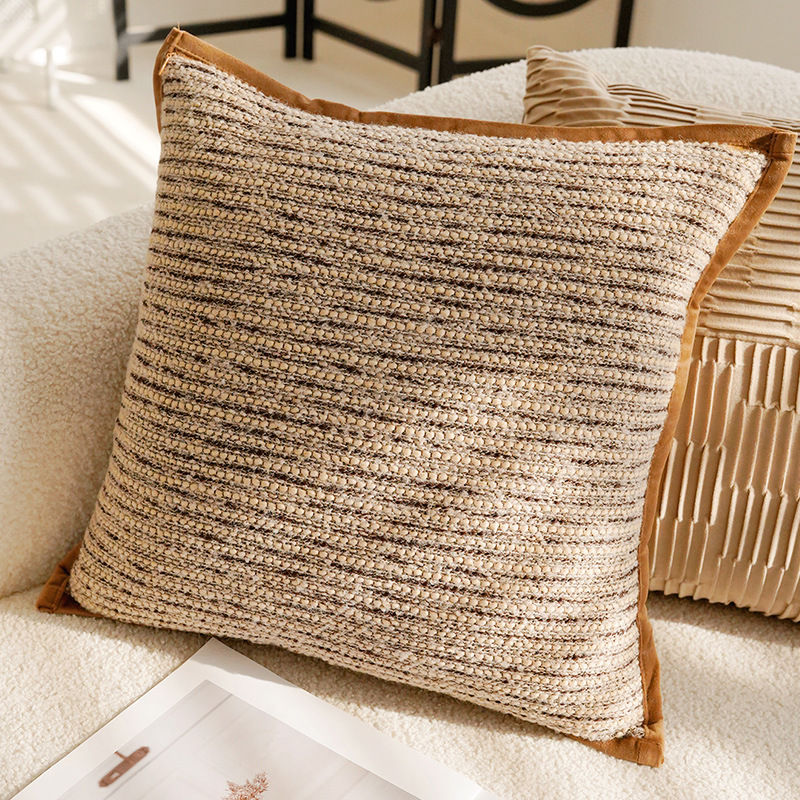 Thumbnail: Light Luxury Brown French Stamping Throw Pillow Cover