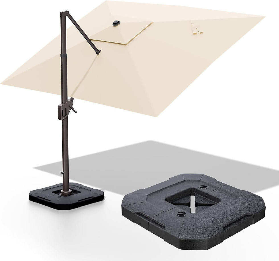Thumbnail: ANGDUO 15FT Rectangular Cantilever Patio Umbrella with Base and 360° Rotation