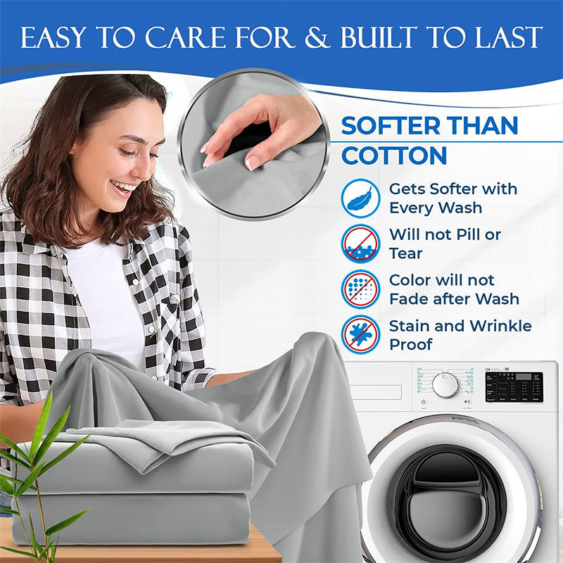 Thumbnail: Luxury 100% Bamboo Bed Sheet Set 4-Piece Soft Breathable