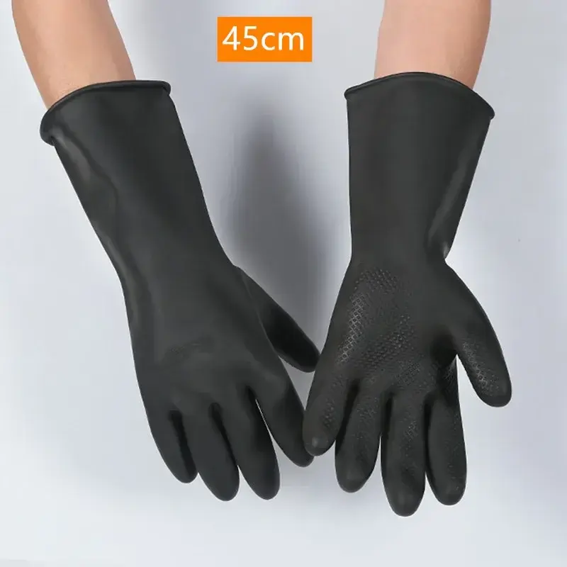 Thumbnail: Lengthened Heavy-Duty Rubber Work Gloves for Chemical & Oil Resistance