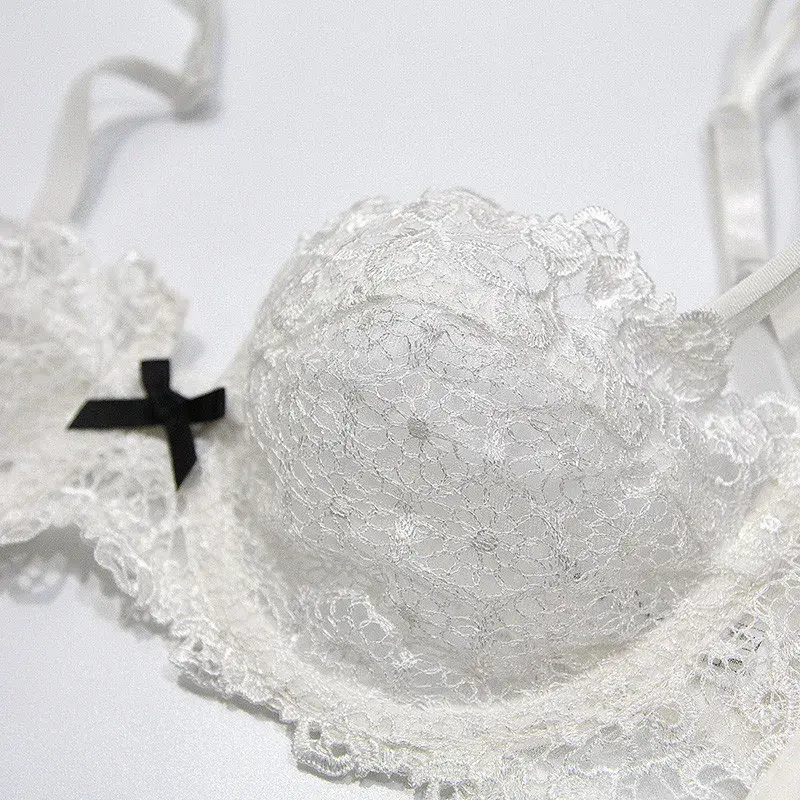 Thumbnail: Plus Size Ultra Thin Lace Transparent Half Cup Bra Set Sexy Women Lingerie C Cup