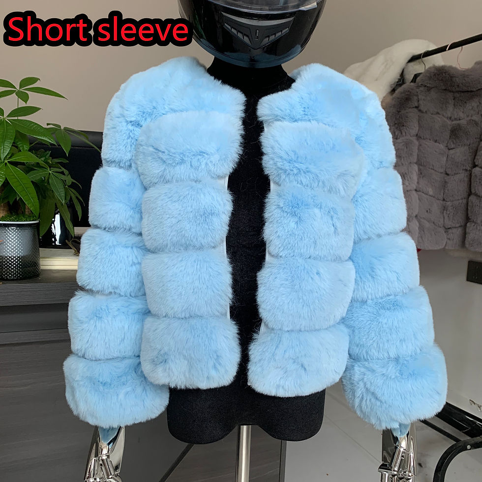 Thumbnail: Women’s Faux Fox Fur Short Coat with Covered Button – Winter Outerwear