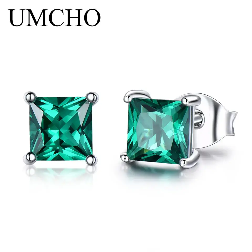 Thumbnail: Sterling Silver Earrings Jewelry Emerald Birthstone Pierced Jewelry Earrings