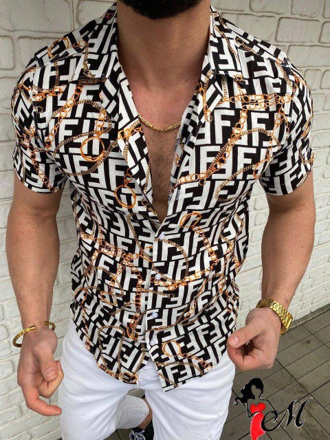 Thumbnail: Men’s Silk‑Blend Slim Fit Long Sleeve Printed Fashion Dress Shirt