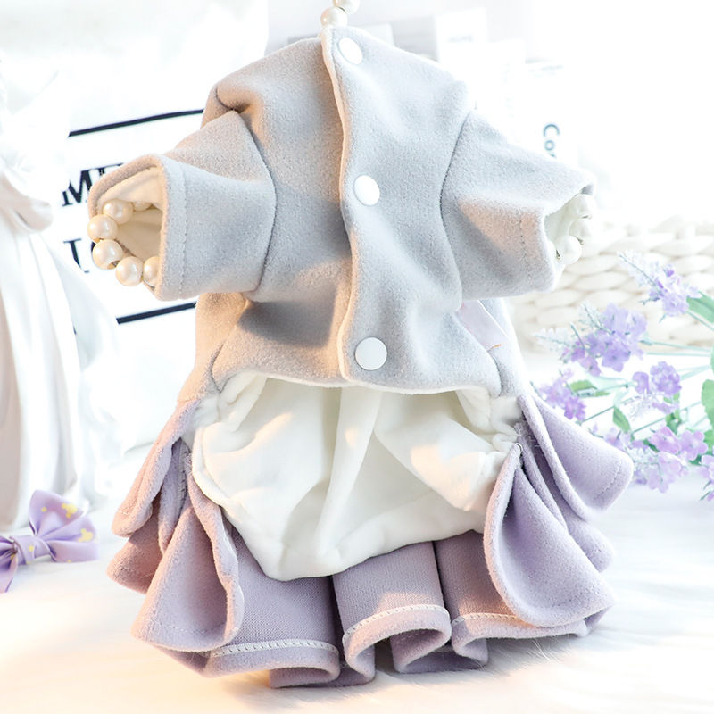 Thumbnail: Pet Autumn/Winter Princess Outfit – Woolen & Tulle Skirt for Small Dogs & Cats