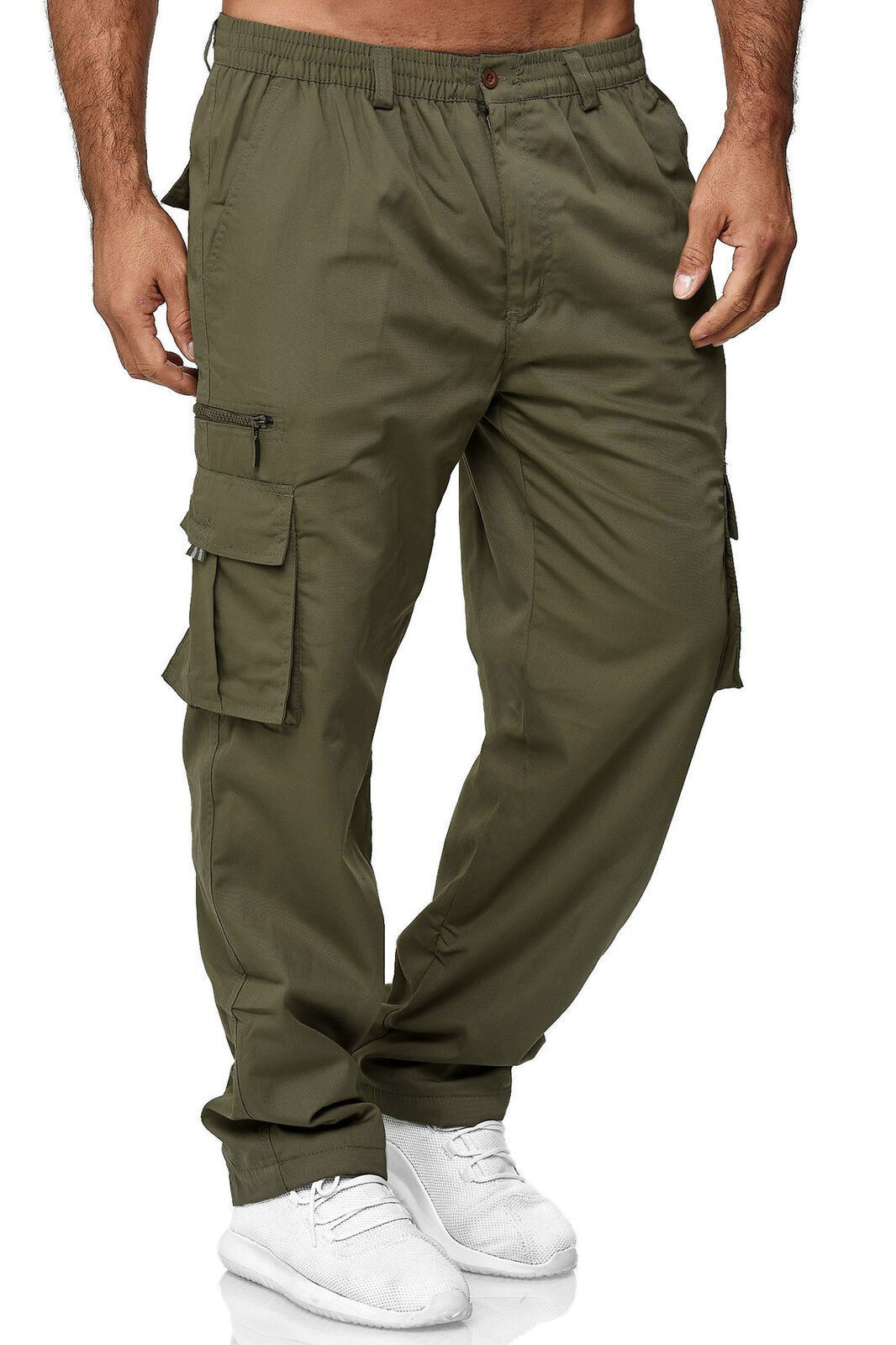 Men's Tactical Wide-Leg Cargo Pants – Multi-Pocket, Spandex, Full-Length