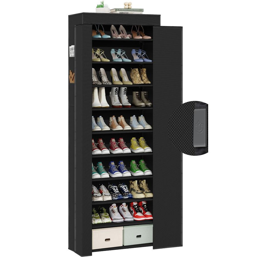 Lazydrop 10-Tier Shoe Rack With Magnetic Cover