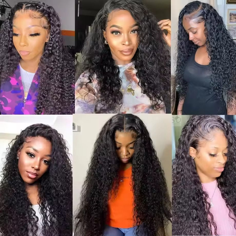 Thumbnail: Hot Girls Deep Wave Wig Transparent Lace 13x6 Brazilian Human Hair 30–40 Inch