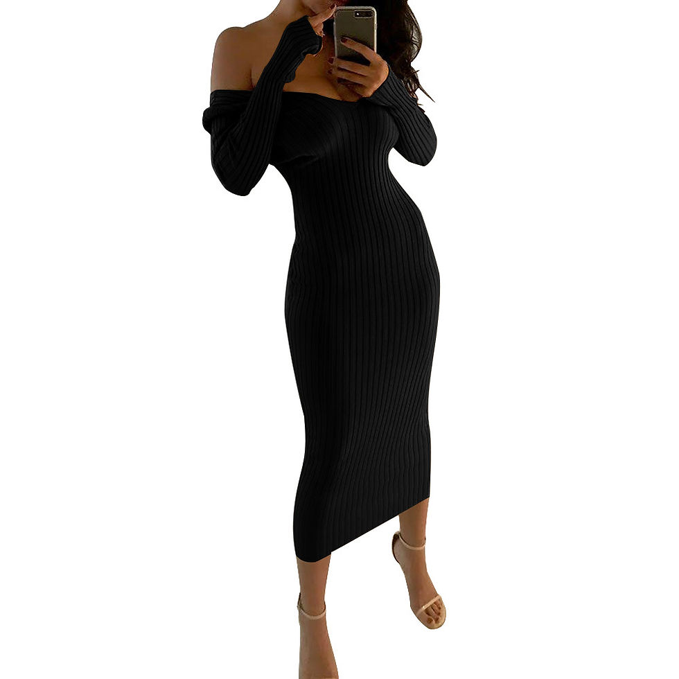 Thumbnail: V‑Neck Long Sleeve Formal Dress for Fall & Winter