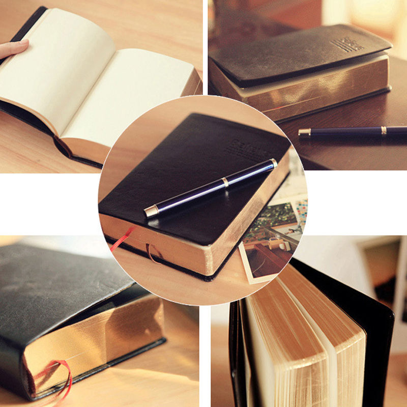 Thumbnail: Vintage Leather Bible Notebook Thick Blank Diary Journal Book