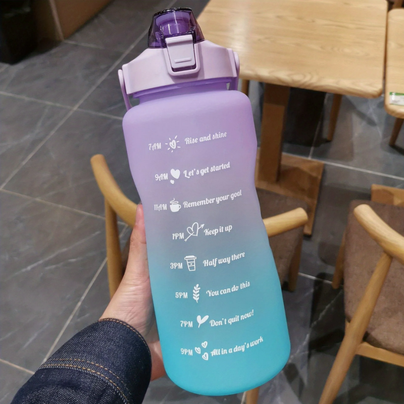 Thumbnail: 2L Leakproof Motivational Sports Water Bottle – Straw Lid & Time Marker