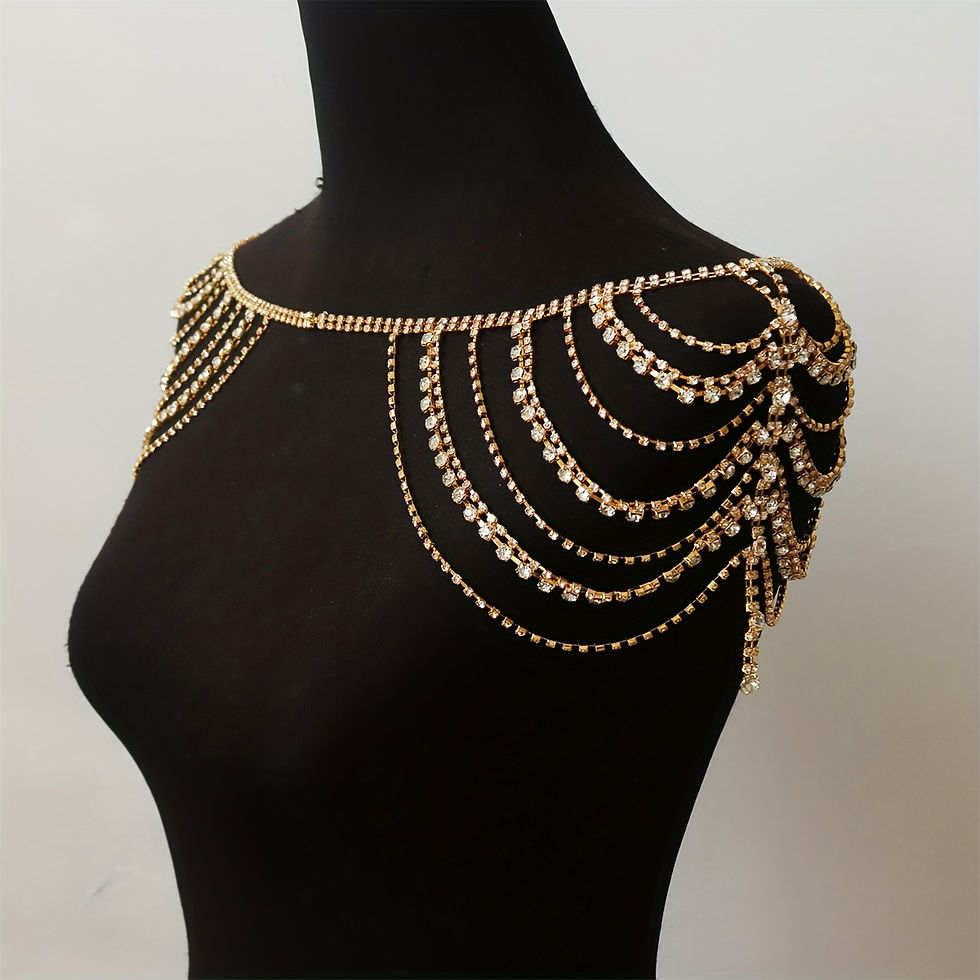 Thumbnail: Sexy Multi-Layer Classical Tassel Rhinestone Shoulder Chain Banquet Party Women