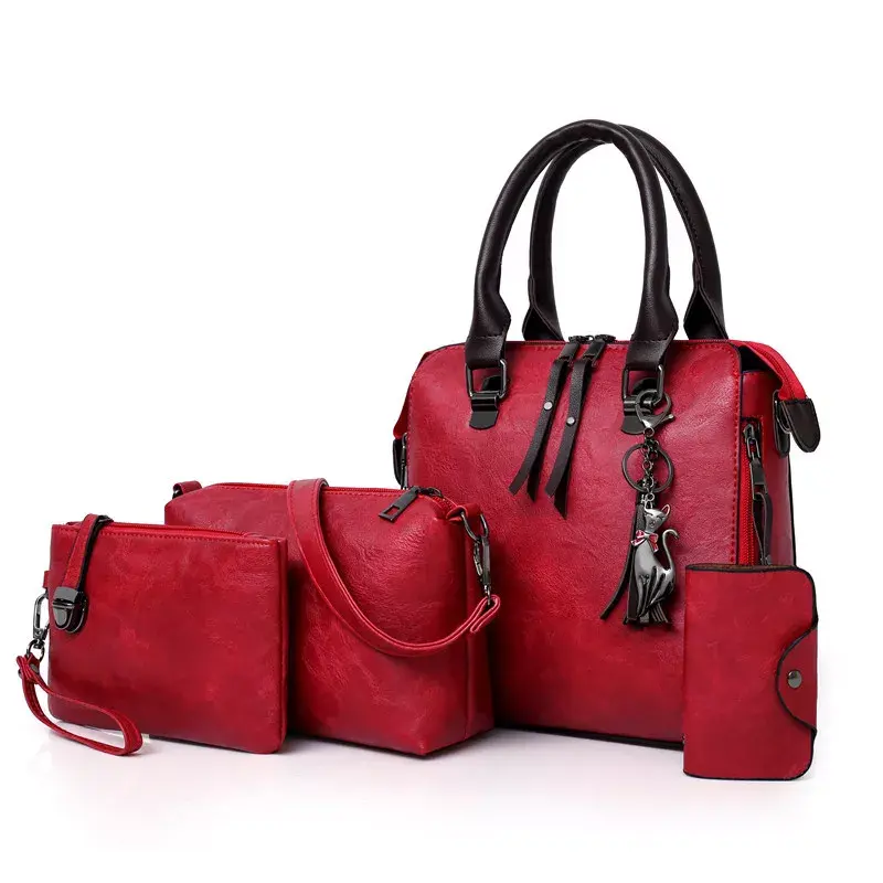 Thumbnail: 4pcs/Set High Quality Leather Shoulder Messenger Bags for Women