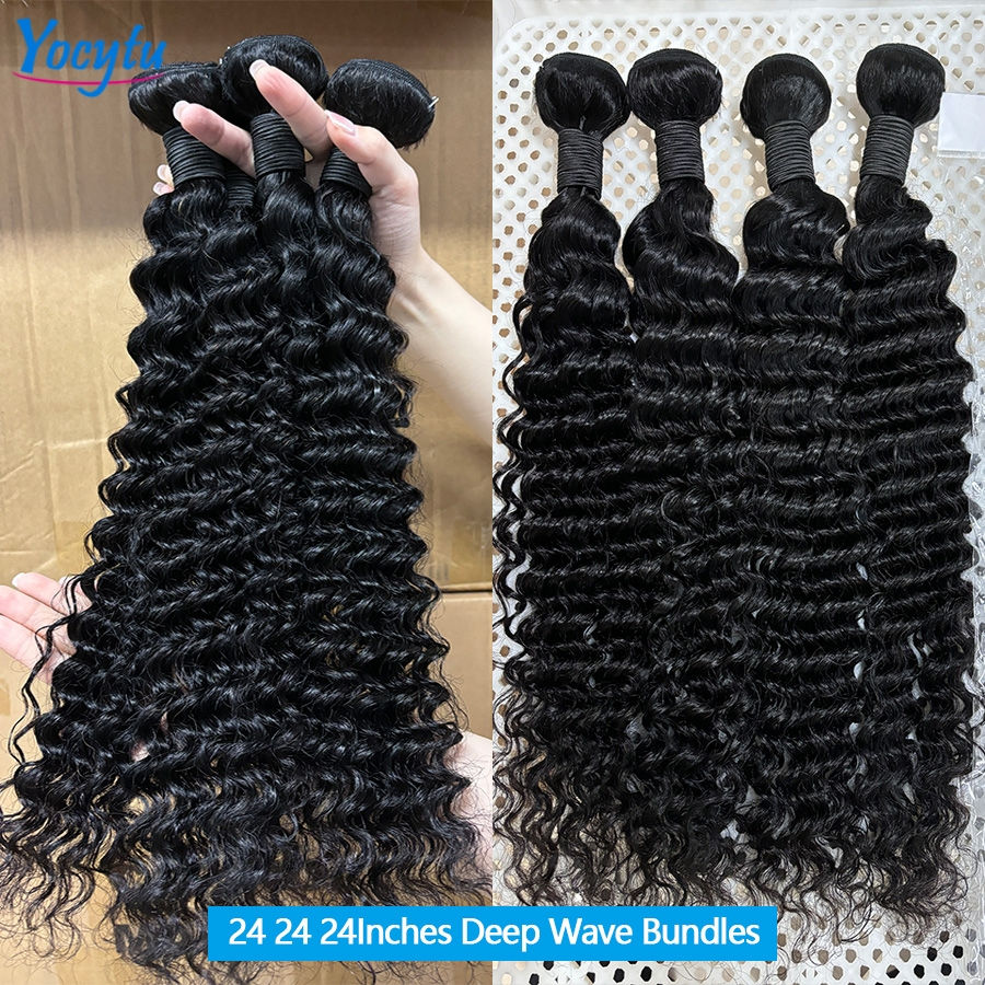 Thumbnail: Brazilian Deep Wave Human Hair Bundles 100% Remy Hair Extensions