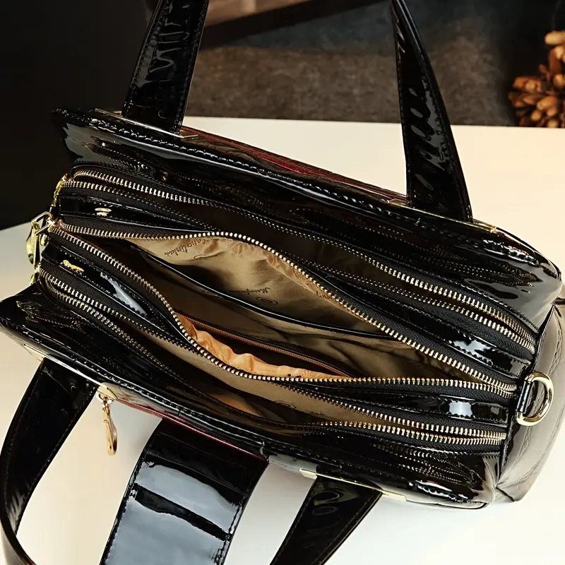 Thumbnail: Leather Female Bag Crocodile Pattern Portable Boston Bags