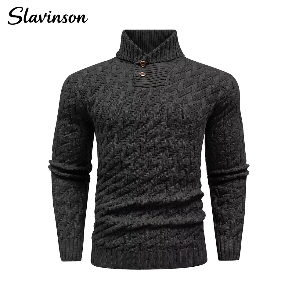 Men’s Shawl Collar Pullover – Cable Knit, Casual Fit Spring and Autumn Sweater