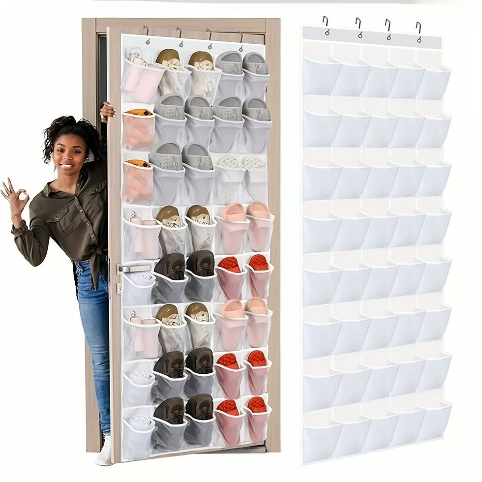 Thumbnail: Over The Door Shoe Rack With Large Mesh Pockets