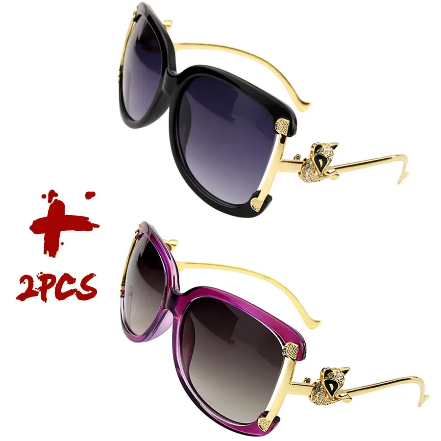 Thumbnail: Gold Fox Oval Sunglasses – UV400 Designer Shades for Women